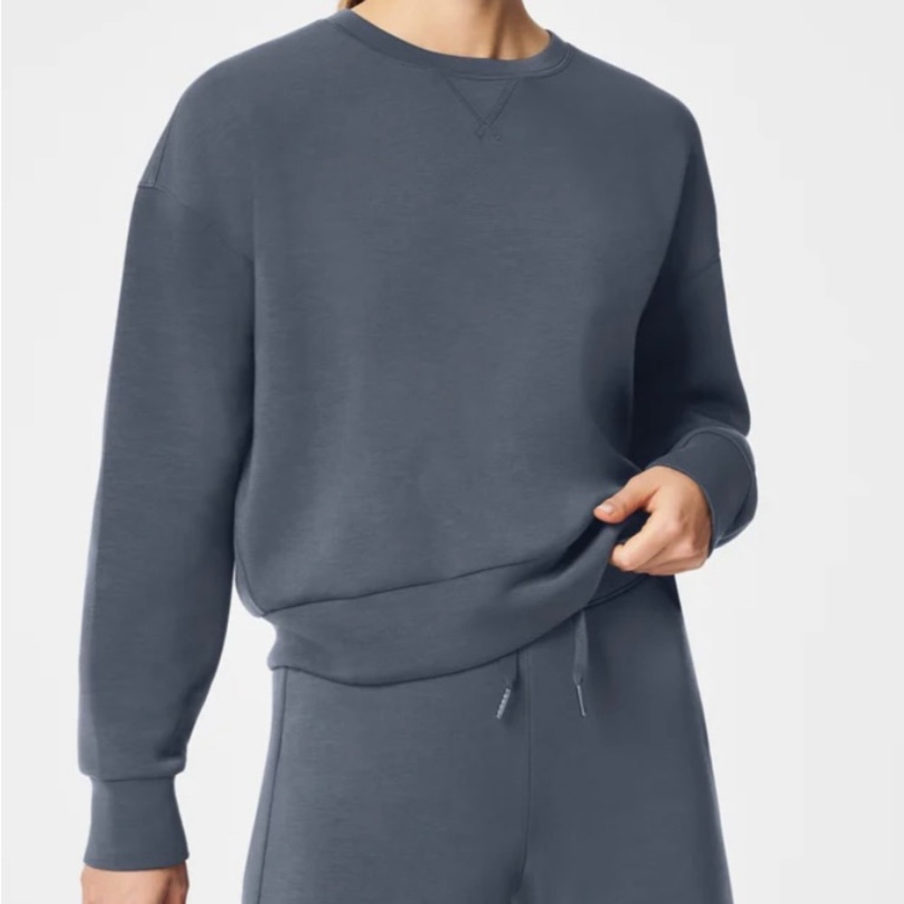Spanx Air Essentials Women’s Crew Pullover Medium M AirEssentials Blue Gray
